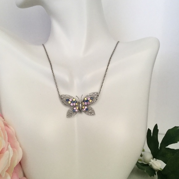 10k, SAPPHIRE BUTTERFLY PENDENT - Picture 3 of 5